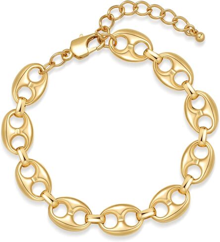 Chunky Bean Chain Bracelet for Women 14K Gold Plated Adjustable Trendy Chain Bracelet in Kuwait