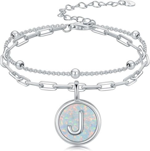 Layered Initial Bracelet for Women Opal Letter Bracelet A to Z Jewelry Christmas Gifts in Kuwait
