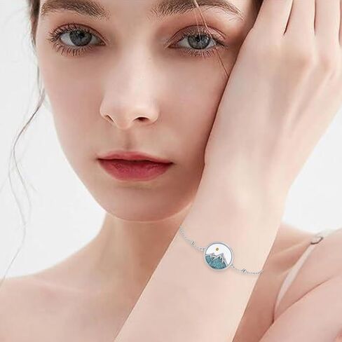 SNOWELLE Mountain Mustard Seed Bracelet S925 Sterling Silver Mountain Turquoise Bracelet Jewelry Gift for Women Men in Saudi Arabia
