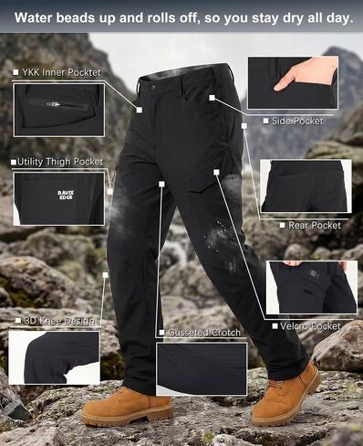 Men's Hiking Pants Lightweight Water Resistant Durable Pants Wrinkle-Free 4-Way Stretch Windproof Outdoor Apparel in Kuwait