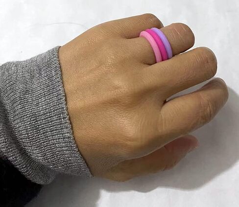 AZYOUNG Womens 3mm Wide Dome Top Silicone Wedding Ring 10pcs Pack Pink Gold Stackable Rubber Bands - US Size 4-8 in Saudi Arabia
