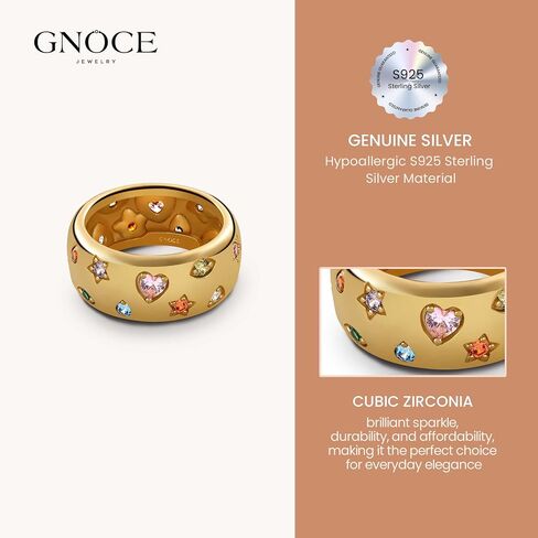 خاتم عتيق من GNOCE بألوان متعددة على شكل مختلط للنساء، خاتم من الفضة الإسترليني S925 لزوجتها، عيد الحب، مجوهرات عيد الأم in Kuwait