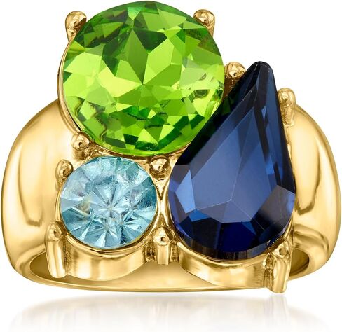 Ross-Simons 14kt Yellow Gold-Plated Ring With Simulated Tonal Blue and Green Gemstones in Saudi Arabia