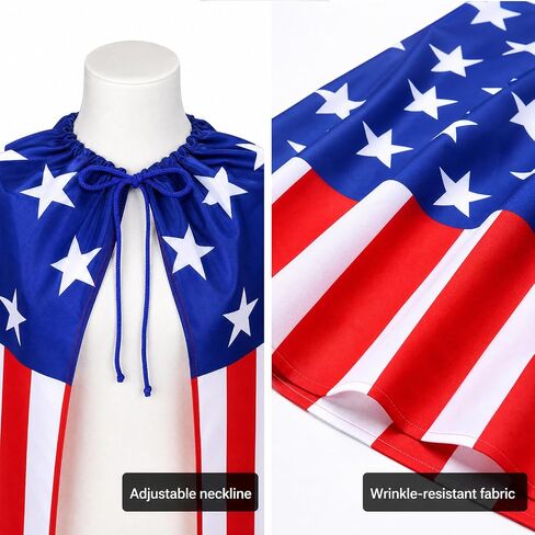 12 Pcs Wearable American Flag Cape 4th of July Outfits Set for 250th Anniversary, Patriotic American Flag Costume for Independence Day USA with 4 Sunglasses 4 Headband 4 Cape Accessories for Women Men in Saudi Arabia