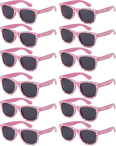 12 Pack Pink Checkered Sunglasses Bulk Pink Sunglasses for Women Bachelorette Party Decor Photography Props Summer Pool Beach Birthday Party Supplies in Saudi Arabia