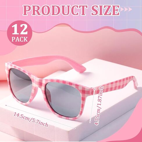 12 Pack Pink Checkered Sunglasses Bulk Pink Sunglasses for Women Bachelorette Party Decor Photography Props Summer Pool Beach Birthday Party Supplies in Saudi Arabia
