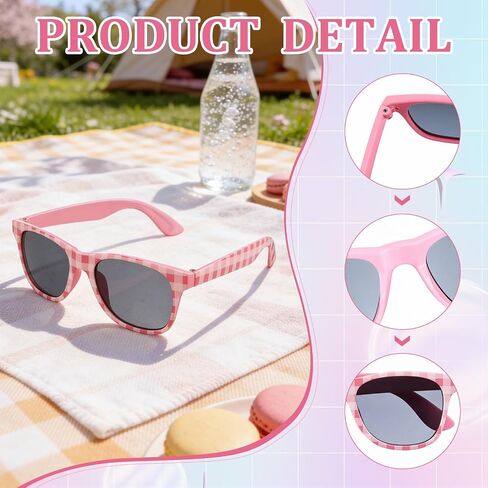 12 Pack Pink Checkered Sunglasses Bulk Pink Sunglasses for Women Bachelorette Party Decor Photography Props Summer Pool Beach Birthday Party Supplies in Saudi Arabia