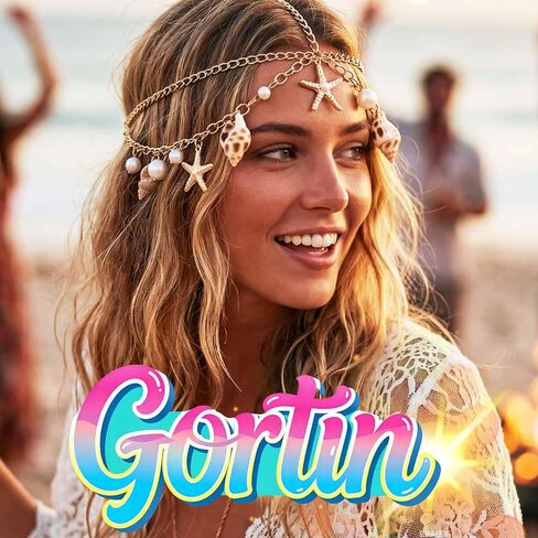 سلسلة رأس نجم البحر من GORTIN، غطاء رأس ذهبي على شكل صدفة بوهو للشاطئ، عصابة رأس على شكل حورية البحر، إكسسوارات للشعر للنساء in Kuwait