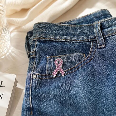 Funny Pink Ribbon Pin - Enamel Cancer Awareness Pins Brooch for Backpacks, Jackets, Hats. Breast Cancer Awareness Brooches Gift for Supporters, Friends in Saudi Arabia