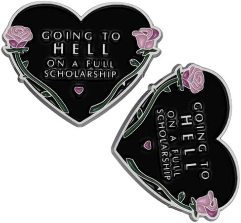 Going To Hell on a Full Scholarship Brooch Pins Badge for Women Men Clothing Bags Jackets Hat Accessory Decoration 2 Pcs in Saudi Arabia