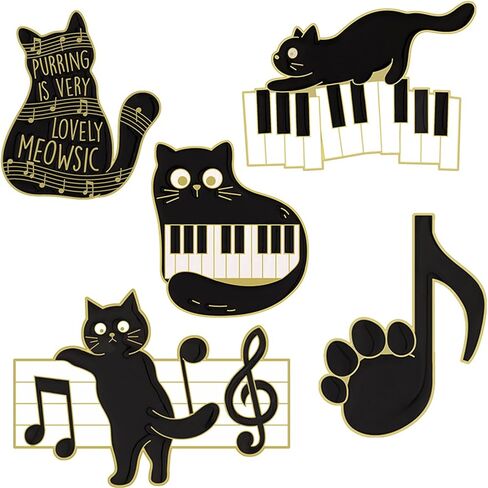 WCRAZYE Black Cat Music Brooch Pin for Women Girls Cartoon Cute Enamel Animal Music Note Brooch Pins Purring Is Very Lovely Meowsic Alloy Cat Enamel Brooch Piano Paw Pins for Jackets Hats Decoration in Kuwait
