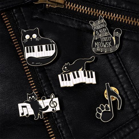 WCRAZYE Black Cat Music Brooch Pin for Women Girls Cartoon Cute Enamel Animal Music Note Brooch Pins Purring Is Very Lovely Meowsic Alloy Cat Enamel Brooch Piano Paw Pins for Jackets Hats Decoration in Kuwait