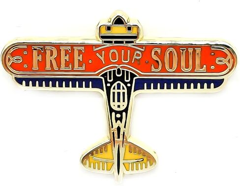 Free Your Soul Airplane Enamel Pin - Fun Series - Enamel Lapel Pin - Plated Badge for Clothing, Bags, and Lanyards in Kuwait