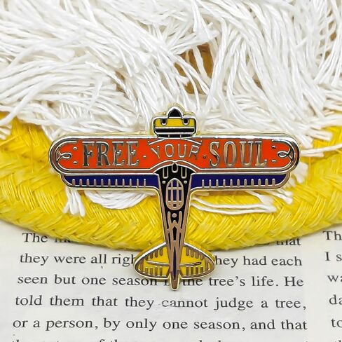 Free Your Soul Airplane Enamel Pin - Fun Series - Enamel Lapel Pin - Plated Badge for Clothing, Bags, and Lanyards in Kuwait