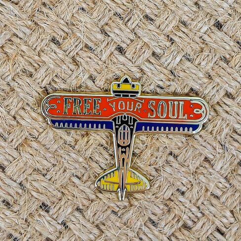 Free Your Soul Airplane Enamel Pin - Fun Series - Enamel Lapel Pin - Plated Badge for Clothing, Bags, and Lanyards in Kuwait