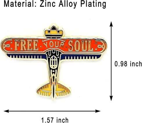 Free Your Soul Airplane Enamel Pin - Fun Series - Enamel Lapel Pin - Plated Badge for Clothing, Bags, and Lanyards in Kuwait