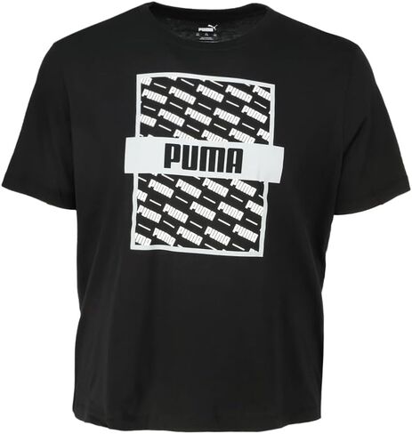 PUMA Mens Repeat Box Crew Neck Short Sleeve Casual Tops Casual - Black in Kuwait