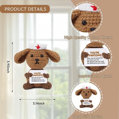 Nurse Appreciation Gifts for Women, Positive Crochet Dog Nurse Graduation Gift, Thank You Gift for Nursing Student Graduation, Preceptor & Nurse Practitioner in Saudi Arabia