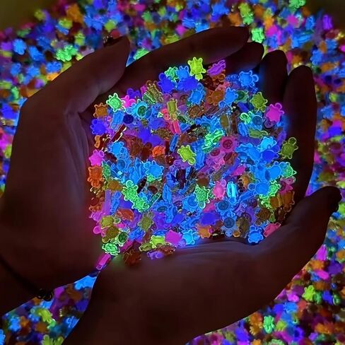 200 PCS Luminous Mini Resin Turtles, Tiny Sea Turtle Glow in the Dark Hide Small Figures Miniature Plastic Ocean Animal for Fairy Garden Micro Landscaping Dollhouse Home Decor Crafts in Kuwait