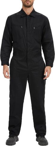 Men's Long Sleeve Work Coveralls Durable Poly-Cotton Twill Jumpsuit with Multi-Pockets & Two-Way Zipper in Saudi Arabia