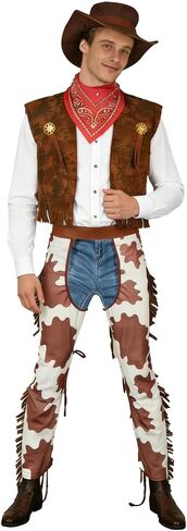 4 Pcs Cowboy Costumes for Men, Adult Halloween Cowboy Outfit, Western Costume Rodeo Dress-Up for Adults in Saudi Arabia