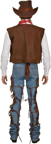 4 Pcs Cowboy Costumes for Men, Adult Halloween Cowboy Outfit, Western Costume Rodeo Dress-Up for Adults in Saudi Arabia