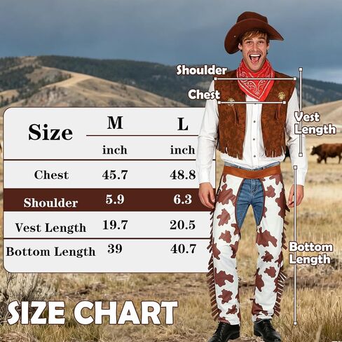 4 Pcs Cowboy Costumes for Men, Adult Halloween Cowboy Outfit, Western Costume Rodeo Dress-Up for Adults in Saudi Arabia
