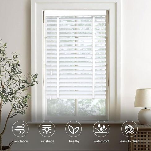 Wood Blinds for Indoor Windows, 2" Slats Blackout & Room Darkening Horizontal Shades, Easy Install for Bedroom, Bathroom, Living Room 36x48inch in Saudi Arabia