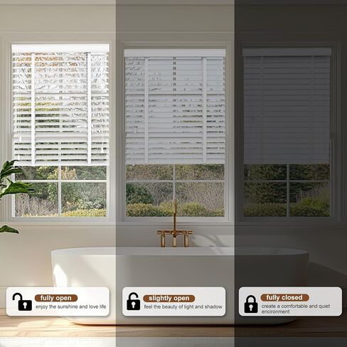 Wood Blinds for Indoor Windows, 2" Slats Blackout & Room Darkening Horizontal Shades, Easy Install for Bedroom, Bathroom, Living Room 36x48inch in Saudi Arabia
