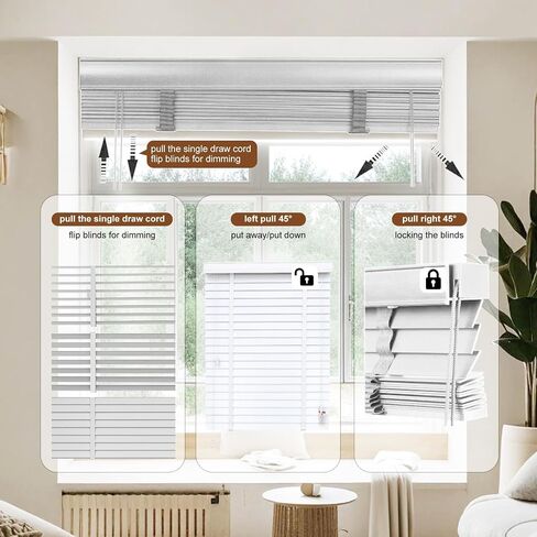 Wood Blinds for Indoor Windows, 2" Slats Blackout & Room Darkening Horizontal Shades, Easy Install for Bedroom, Bathroom, Living Room 36x48inch in Saudi Arabia