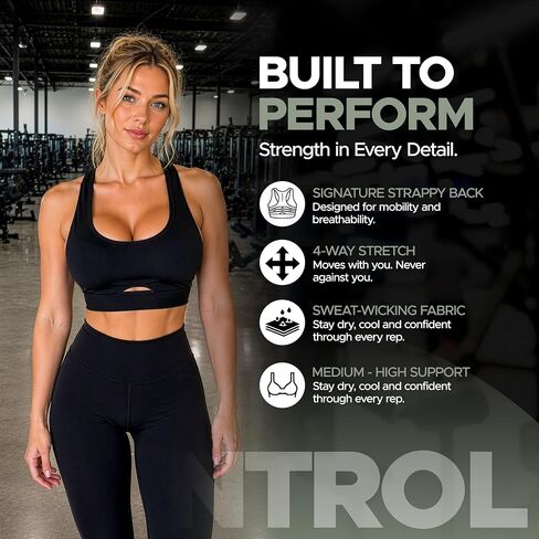 KontroL Be Bold Sports Bra, Moderate to High Support, Removable Cups, 4-Way Stretch, 81% Nylon 19% Spandex, for Women in Kuwait