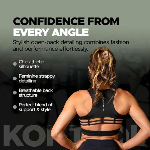 KontroL Be Bold Sports Bra, Moderate to High Support, Removable Cups, 4-Way Stretch, 81% Nylon 19% Spandex, for Women in Kuwait