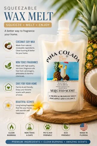 Pina Colada Squeezable Wax Melts Selected Scent-4 Ounces in Kuwait