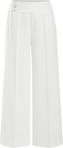 CIDER Womens Wide Leg Pants Palazzo Striped Low Waist Buckle Long Trousers with Pockets in Kuwait