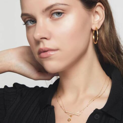 14K Gold Hoop Earrings for Women, Lightweight Classic Square Tube Hoops in 20mm/30mm/40mm, Hypoallergenic Everyday Gold Earrings in Kuwait