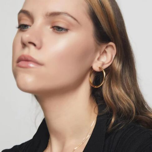 14K Gold Hoop Earrings for Women, Lightweight Classic Square Tube Hoops in 20mm/30mm/40mm, Hypoallergenic Everyday Gold Earrings in Kuwait