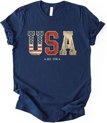 Vintage USA Est 1776 Patriotic Unisex Shirt American Flag Graphic Tee Fourth of July USA Pride T-Shirt for Women Men in Saudi Arabia