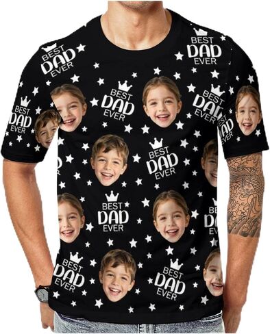Custom T-Shirt for Mama Papa Personalized Tee with Family Photo Name Shirt Gift for Dad Mom Grandparents from Son Daughter in Saudi Arabia