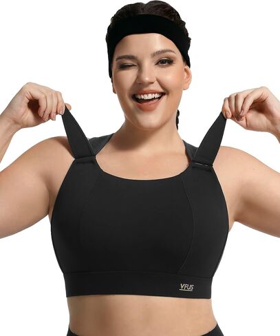High Impact Sports Bra Adjustable Criss Cross No Bounce Wireless Workout Bra for Large Breasts in Kuwait