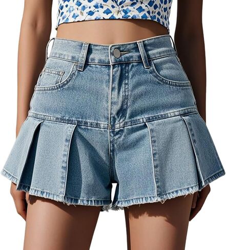 Jeans for Women High Waisted Stretchy Short Jeans Loose Leg Denim Short Pants in Saudi Arabia