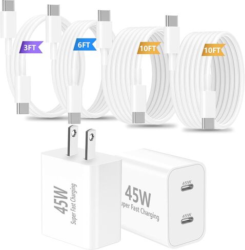 شاحن iPhone 16 15 شحن سريع من النوع C شاحن 20 وات USB C شاحن iPhone 16 مع كابل USB-C منسوج بطول 6 أقدام 60 وات لهاتف iPhone 16/16 Plus/16 Pro/16 Pro Max/iPhone 15/15 Pro Max/iPad Pro/AirPods in Kuwait