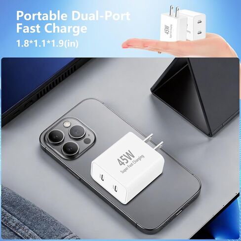 شاحن iPhone 16 15 شحن سريع من النوع C شاحن 20 وات USB C شاحن iPhone 16 مع كابل USB-C منسوج بطول 6 أقدام 60 وات لهاتف iPhone 16/16 Plus/16 Pro/16 Pro Max/iPhone 15/15 Pro Max/iPad Pro/AirPods in Kuwait