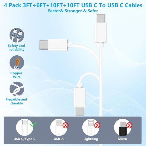 شاحن iPhone 16 15 شحن سريع من النوع C شاحن 20 وات USB C شاحن iPhone 16 مع كابل USB-C منسوج بطول 6 أقدام 60 وات لهاتف iPhone 16/16 Plus/16 Pro/16 Pro Max/iPhone 15/15 Pro Max/iPad Pro/AirPods in Kuwait