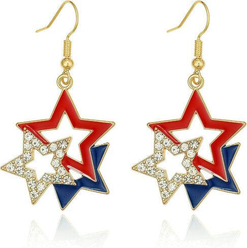 American Flag Earrings 4th of July Outfits for Women - USA Independence Day Patriotic Jewelry, Red White Blue Teardrop Dangle Drop Earring, Fourth of July Shirts Accessories Decoration in Kuwait