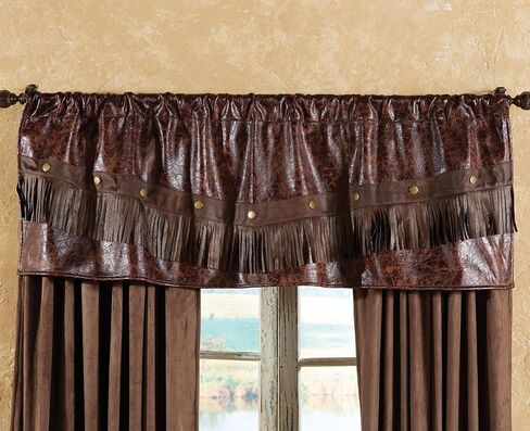 BLACK FOREST DECOR Distressed Leather Western Valance, Decorative Accent, 54" W x 15" H in Saudi Arabia
