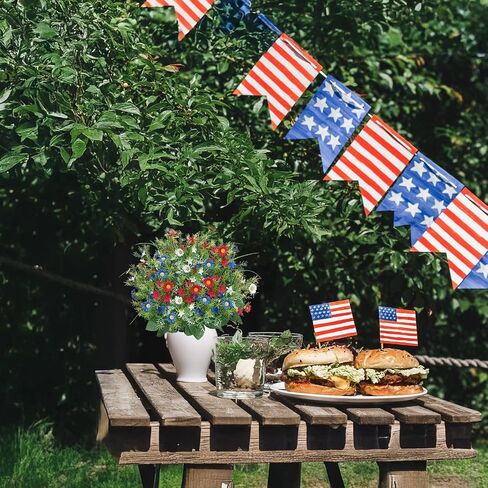 Patriotic Artificial Flowers 13 Stems Red White Blue Flowers 4th of July Flowers Picks Artificial Daisies Bouquet Arrangement for Grave Independence Day Veterans Home USA 250th Anniversary Decor 2 Pcs in Saudi Arabia