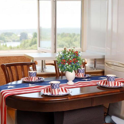 Patriotic Artificial Flowers 13 Stems Red White Blue Flowers 4th of July Flowers Picks Artificial Daisies Bouquet Arrangement for Grave Independence Day Veterans Home USA 250th Anniversary Decor 2 Pcs in Saudi Arabia