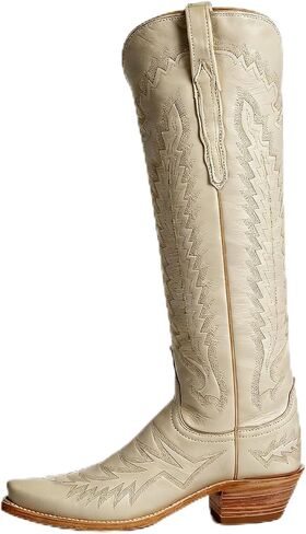 Cowboy Boots for Women Knee High Cowgirl Boots with Classic Embroidered Pointed Toe Chunky Heel Fashion Retro Pull On Tall Boot for ladies Party Concert in Kuwait