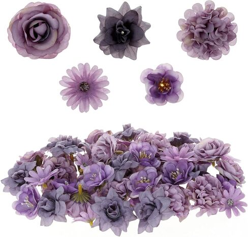 phnydreg 50pcs Faux Artificial Flower Heads Small Flower Heads for Birthday Wedding Baby Shower Cake Decoration DIY Craft(Pink) in Saudi Arabia