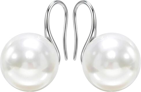 Women's 14K Gold-Plated Faux Pearl Drop Earrings, 15mm or 18mm Artificial Pearl Hook Earrings, Hypoallergenic and Oxidation-Resistant, Elegant Daily Wear Jewelry & Thoughtful Gift (Gold, 18mm) in Saudi Arabia